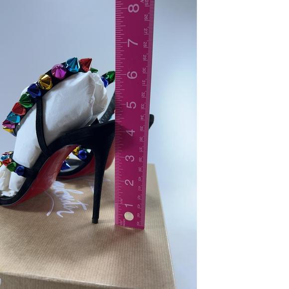 Black Rainbow Multi 100mm Spike Spikita Studded Suede Sandals E536 - Picture 7 of 12